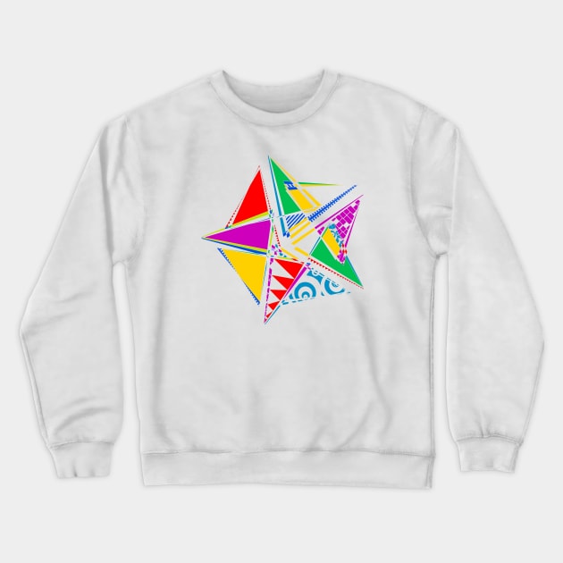 Data Art Maurer Rose | Abstract Funky Geometric Star White Crewneck Sweatshirt by aRtVerse